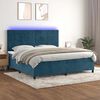 vidaXL Boxspring met matras en LED fluweel donkerblauw 200x200 cm