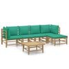 vidaXL 6-delige Loungeset met kussens bamboe groen