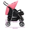 vidaXL Tweelingkinderwagen staal roze en zwart