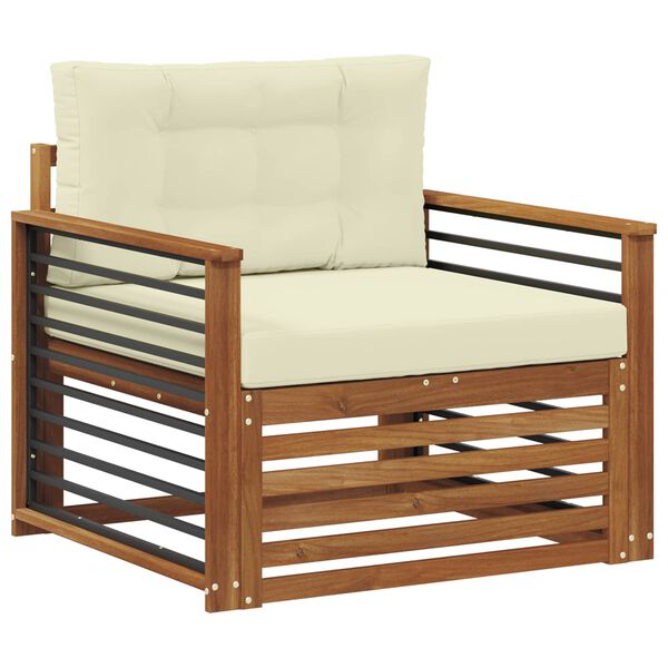 vidaXL Buiten bankenset Massief Acaciahout en Polyester Naturel