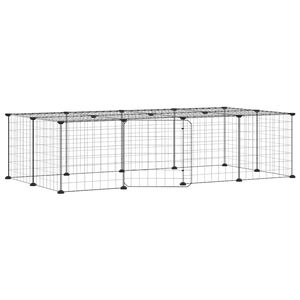 vidaXL Huisdierenkooi met deur 20 panelen 140x70x35 cm staal zwart