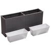 vidaXL Plantenbak verhoogd met 2 potten 90x20x40 cm poly rattan zwart