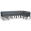 vidaXL 8-delige Loungeset poly rattan zwart en grijs
