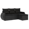 vidaXL 4-delige Loungeset met kussens poly rattan zwart