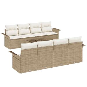 vidaXL Tuin Sofa Set met kussen 9 pcs Beige en Cr&egrave;me poly rattan