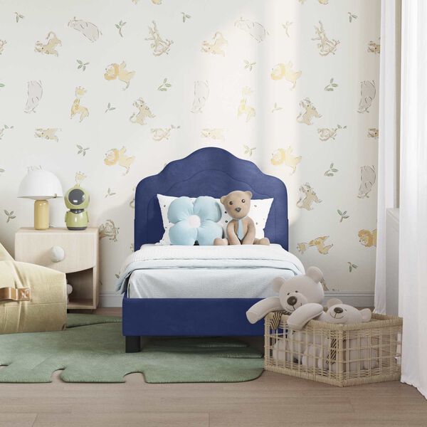 vidaXL Peuterbedframe met hoofdbord Politieblauw 70 x 140 cm Fluweel