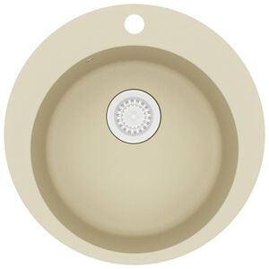 vidaXL Gootsteen enkele bak rond graniet beige