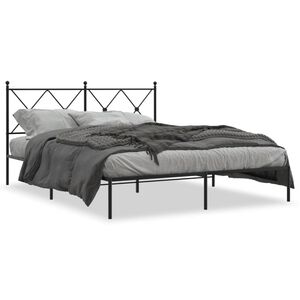 vidaXL Bedframe met hoofdbord metaal zwart 160x200 cm