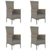 vidaXL Tuinstoelen 4 st met kussens poly rattan grijs
