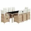 vidaXL 9-delige Bistroset met kussens poly rattan beige
