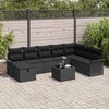 vidaXL Tuin Sofa Set met kussen met opslag 9 pcs Zwart Poly riet