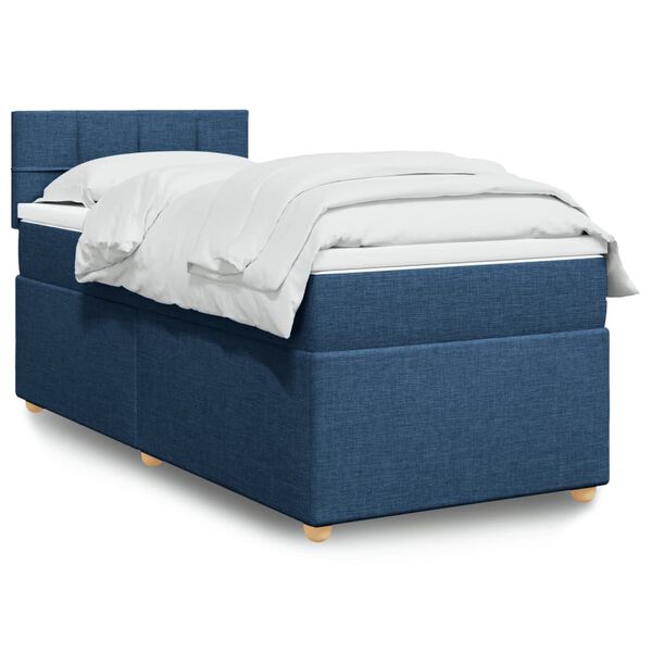 vidaXL Boxspring met matras stof blauw 100x200 cm