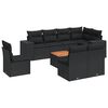 vidaXL 9-delige Loungeset met kussens poly rattan zwart