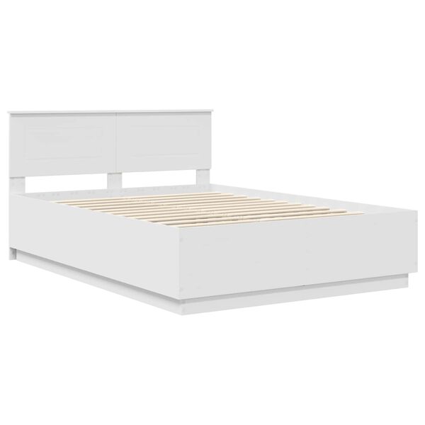 vidaXL Bedframe met hoofdeinde Wit 160 x 200 cm Bewerkt hout