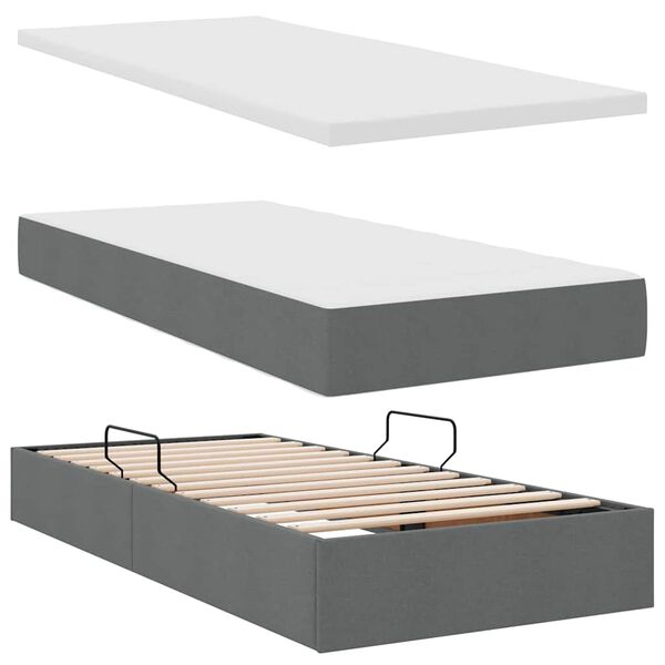 vidaXL Opbergbed met matras Donkergrijs 90 x 190 cm Bewerkt hout