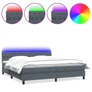 vidaXL Boxspring met matras en LED fluweel donkergrijs 180x220 cm