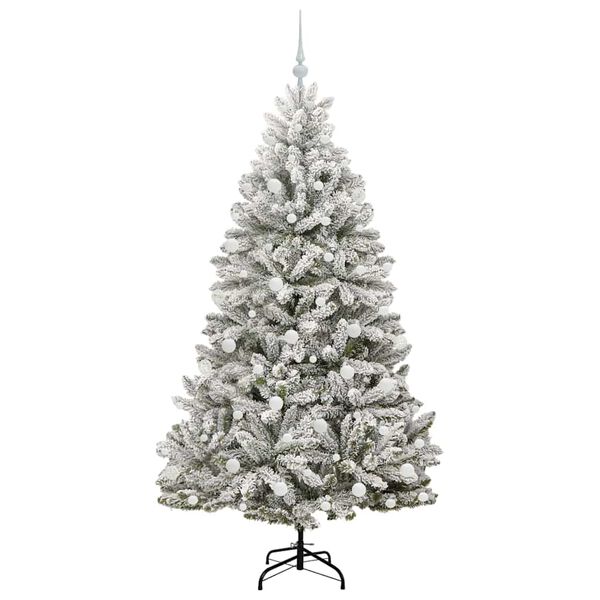 vidaXL Kunstkerstboom met 300 LED Groen en Wit 180 cm PVC en Metaal