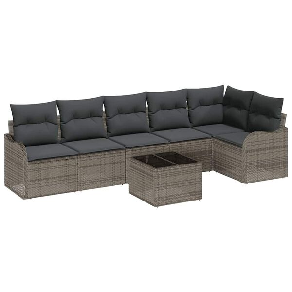 vidaXL Tuin Sofa Set met kussen met opslag 7 pcs Zwart Poly riet