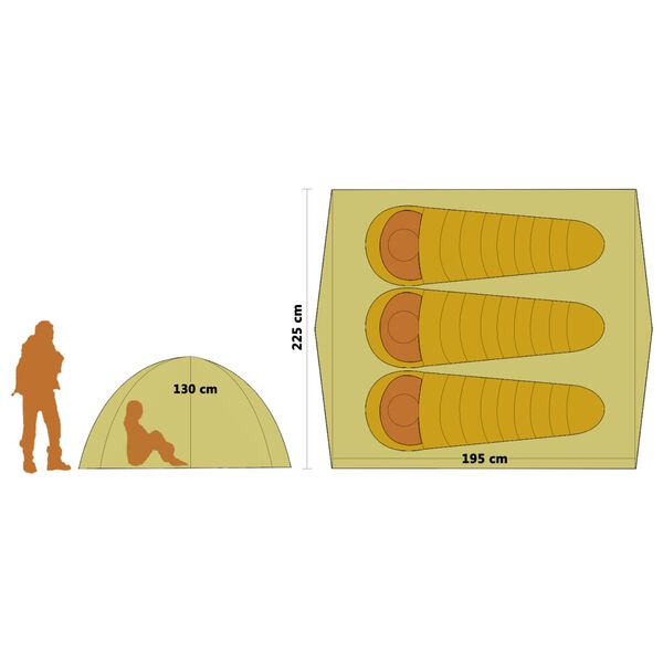 vidaXL Tent pop-up 2-3 persoons 240x210x140 cm blauw