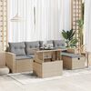 vidaXL 6-delige Loungeset met kussens poly rattan beige
