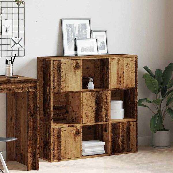 vidaXL Boekenkast 90x28x90 cm bewerkt hout oud houtkleurig