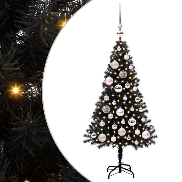 vidaXL Kerstboom met 150 LED met standaard Zwart 120 cm PVC