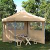 vidaXL Partytent inklapbaar pop-up met 2 zijwanden beige