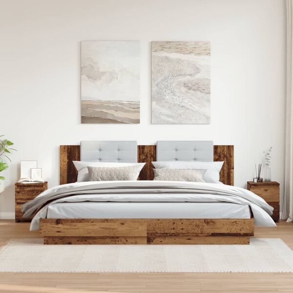 vidaXL Nachtkastjes 2 st 30x30x40 cm bewerkt hout oud houtkleurig