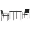 vidaXL Tuin eettafelset 3 st Zwart PE Rattan