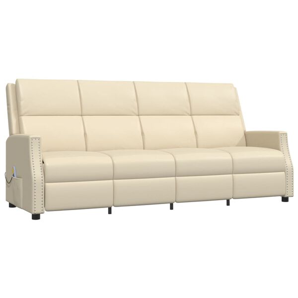 vidaXL Massagestoel 4-zits verstelbaar kunstleer cr&egrave;mekleurig