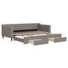 vidaXL Slaapbank met onderschuifbed en lades 90x200 cm stof taupe
