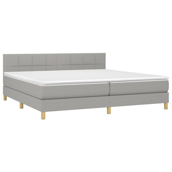 vidaXL Boxspring met matras en LED stof lichtgrijs 200x200 cm