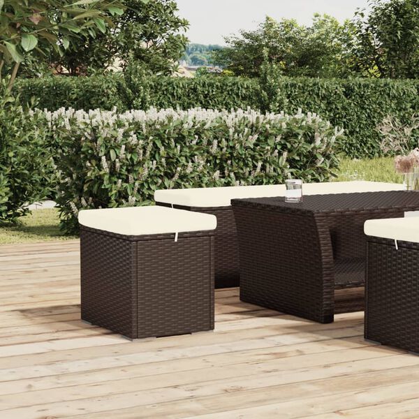 vidaXL Hockers met kussens 2 st 40x30x40 cm poly rattan bruin
