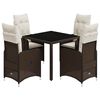 vidaXL 5-delige Bistroset met kussens poly rattan bruin