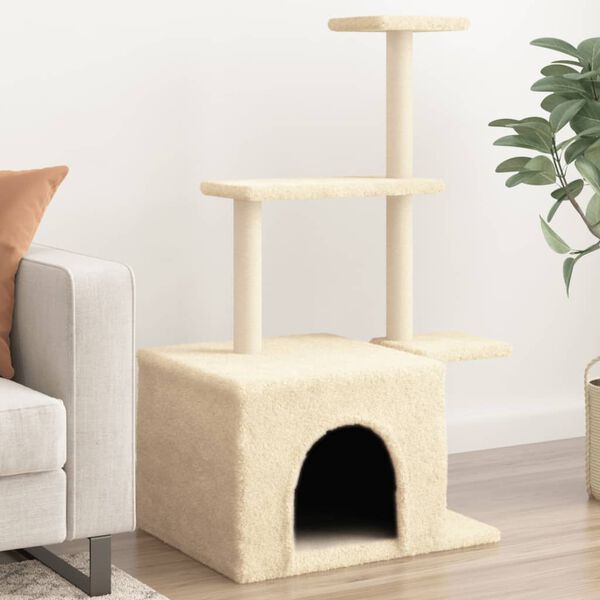 vidaXL Kattenmeubel met sisal krabpalen 110 cm cr&egrave;mekleurig
