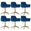 vidaXL Eetkamerstoelen draaibaar 6 st fluweel blauw