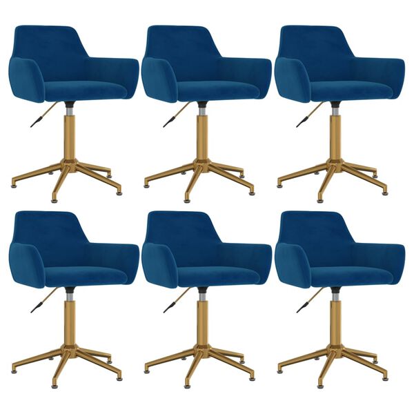 vidaXL Eetkamerstoelen draaibaar 6 st fluweel blauw