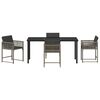 vidaXL Tuin eettafelset 5 pcs Grijs poly rattan