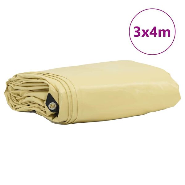 vidaXL Zeil 650g / m&sup2; Beige 3 x 4 m Canvas met PVC-coating