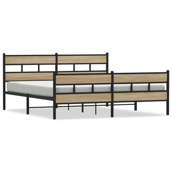 vidaXL Bedframe zonder matras metaal sonoma eikenkleurig 180x200 cm