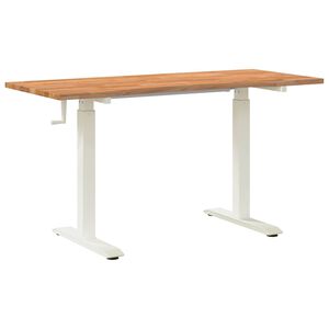 vidaXL Bureau Wit en Lichtbruin 140 x 60 cm Massief Eikenhout