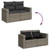 vidaXL 5-delige Loungeset met kussens poly rattan grijs