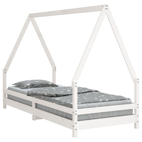vidaXL Kinderbedframe 90x200 cm massief grenenhout wit