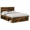 vidaXL Bedframe Gerookt eiken 140 x 190 cm Massief grenenhout