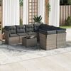 vidaXL 9-delige Loungeset met kussens poly rattan grijs