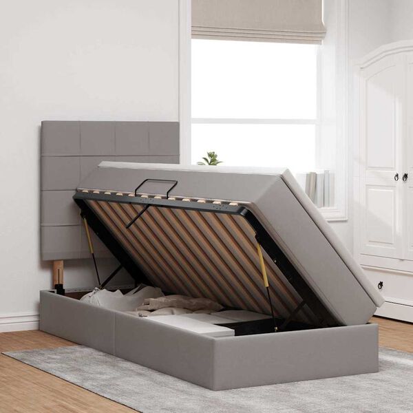 vidaXL Opslag bed met matras met matras Taupe 90 x 190 cm Polyester