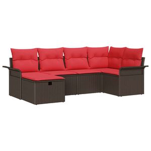 vidaXL Tuin Sofa Set 6 st Bruin en Rood poly rattan