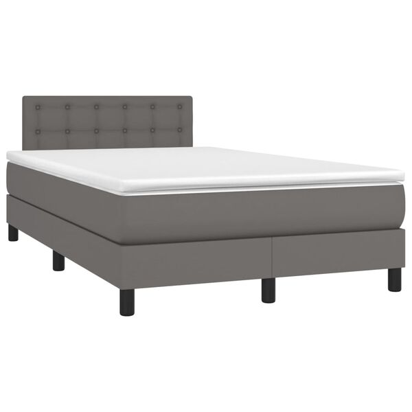 vidaXL Boxspring met matras en LED kunstleer grijs 120x200 cm