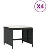vidaXL Tuinkrukken 4 st met kussens 40x40x35 cm poly rattan zwart