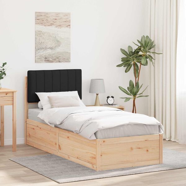 vidaXL Bedframe met Gevoerd Hoofdgedeelte Zwart 75 x 190 cm